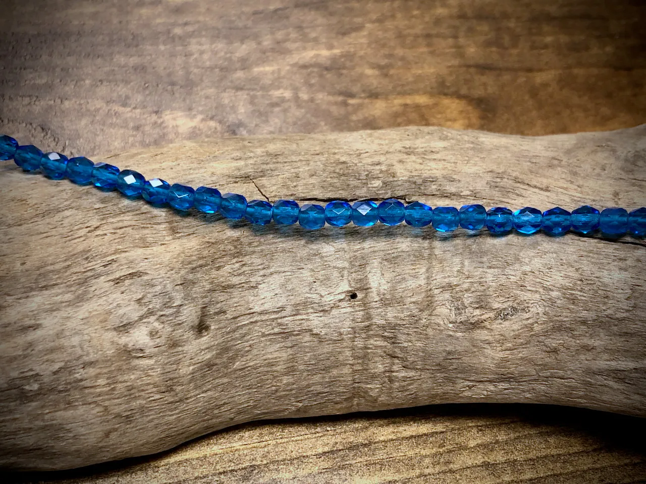 Czech Glass Fire Polished Bead Strand - Faceted Rounds - 5mm - 5”