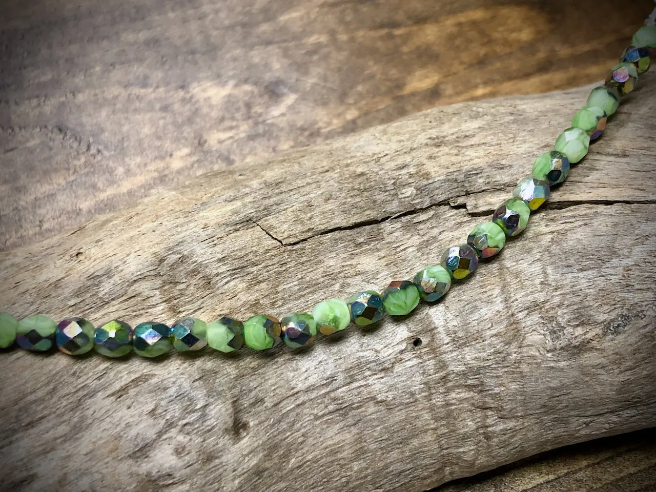 Czech Glass Fire Polished Bead Strand - Faceted Rounds - 5mm - 5”