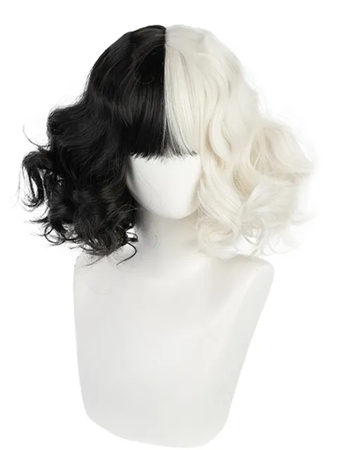 Dalmatian Inspired Villain Colorblock Cosplay Wig
