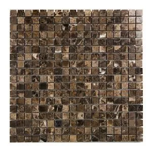 Dark Emperador 5/8 X 5/8 Polished Marble Mosaic Tile