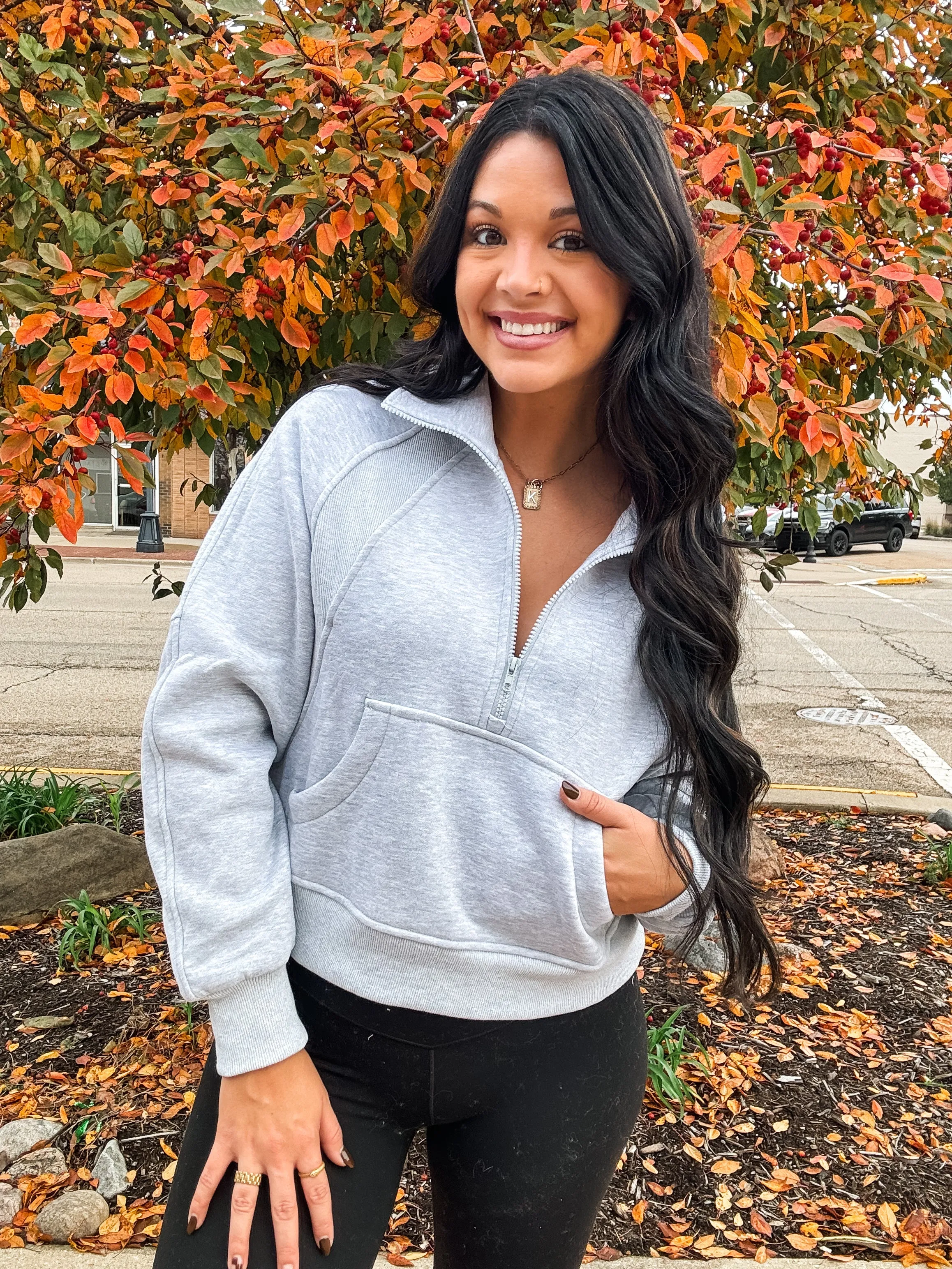 DAY TO REMEMBER HALF ZIP-HEATHER GREY
