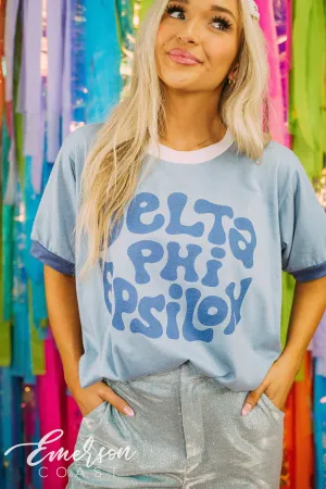 Delta Phi Epsilon Recruitment Simple Blue Colorblock Ringer