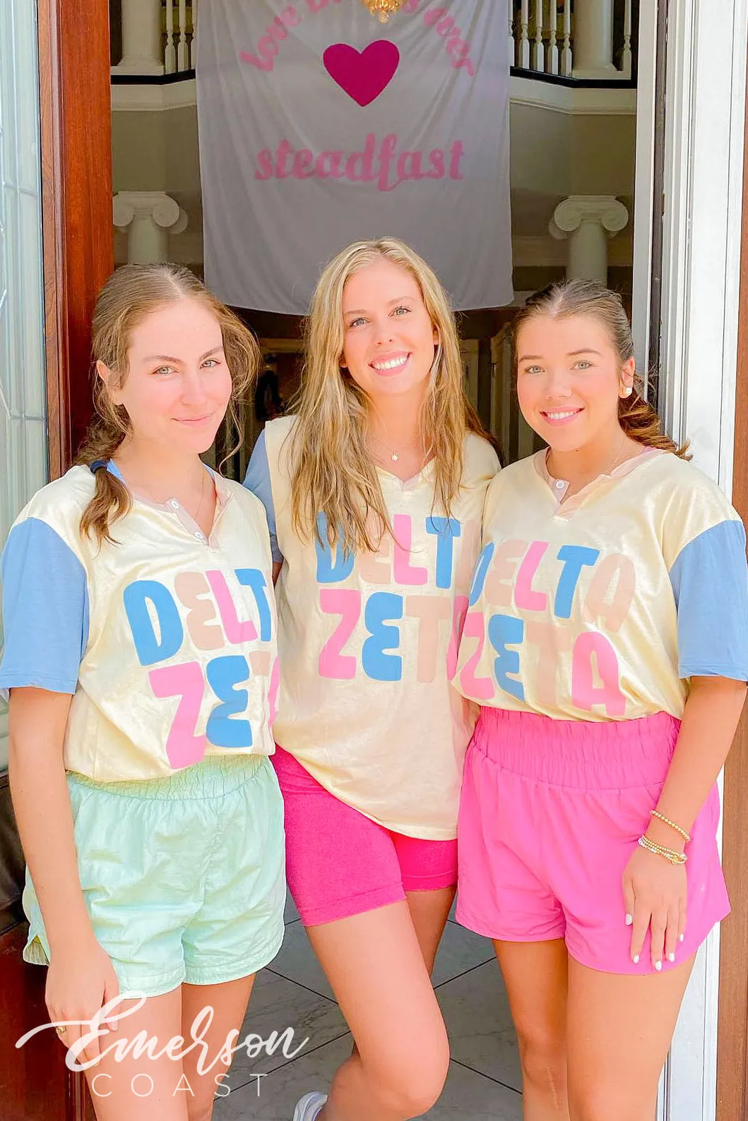 Delta Zeta FDOC Pastel Colorblock Henley