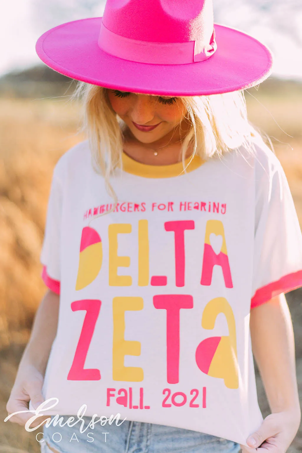 Delta Zeta Hamburgers for Hearing Colorblock Ringer Tee