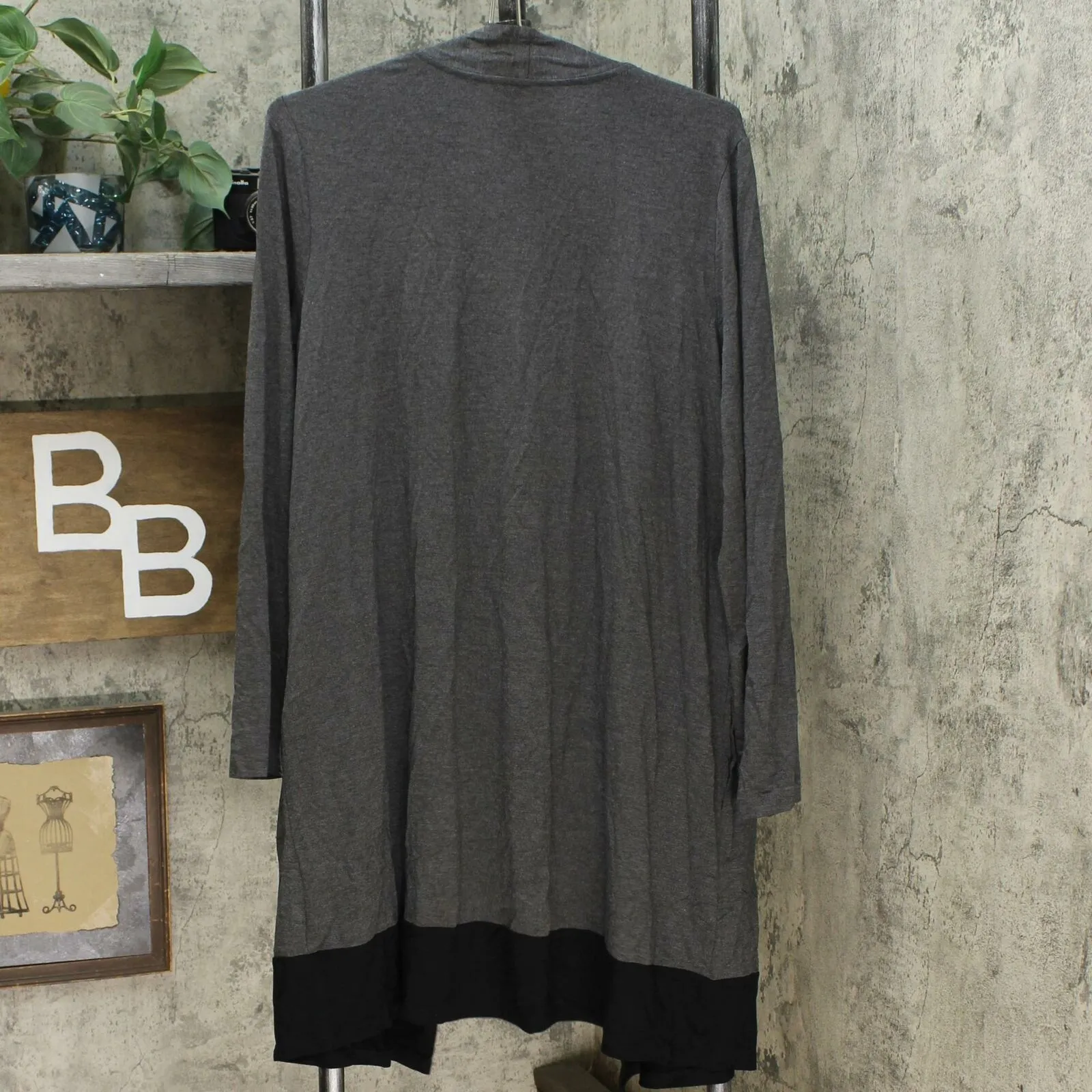 Dennis Basso Women's Colorblocked Soft Touch Cardigan Charcoal/ Black Large