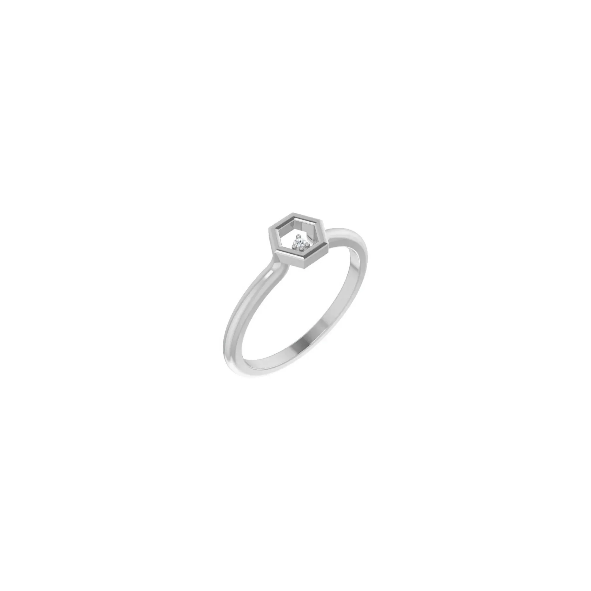 Diamond Honeycomb Stackable Solitaire Ring