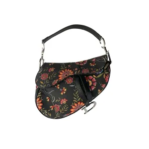 Dior Black Floral Saddle Bag