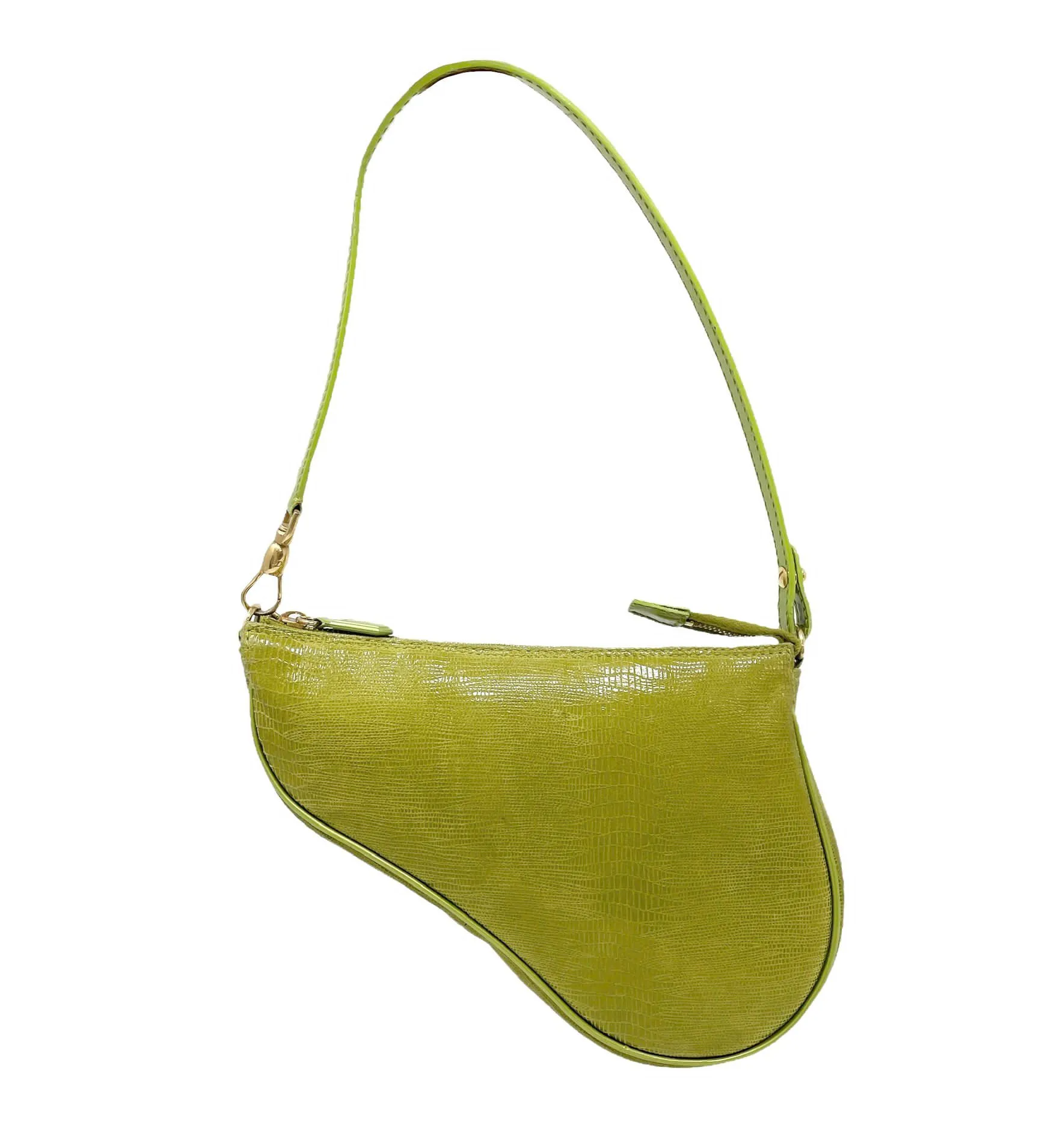 Dior Lime Green Leather Saddle Bag