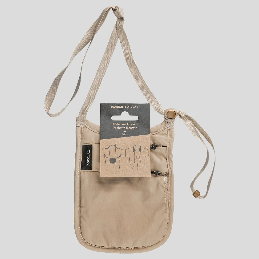 Discreet Travel Neck Pouch - Beige