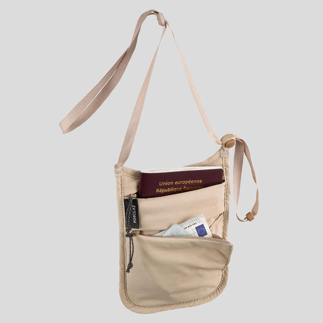 Discreet Travel Neck Pouch - Beige