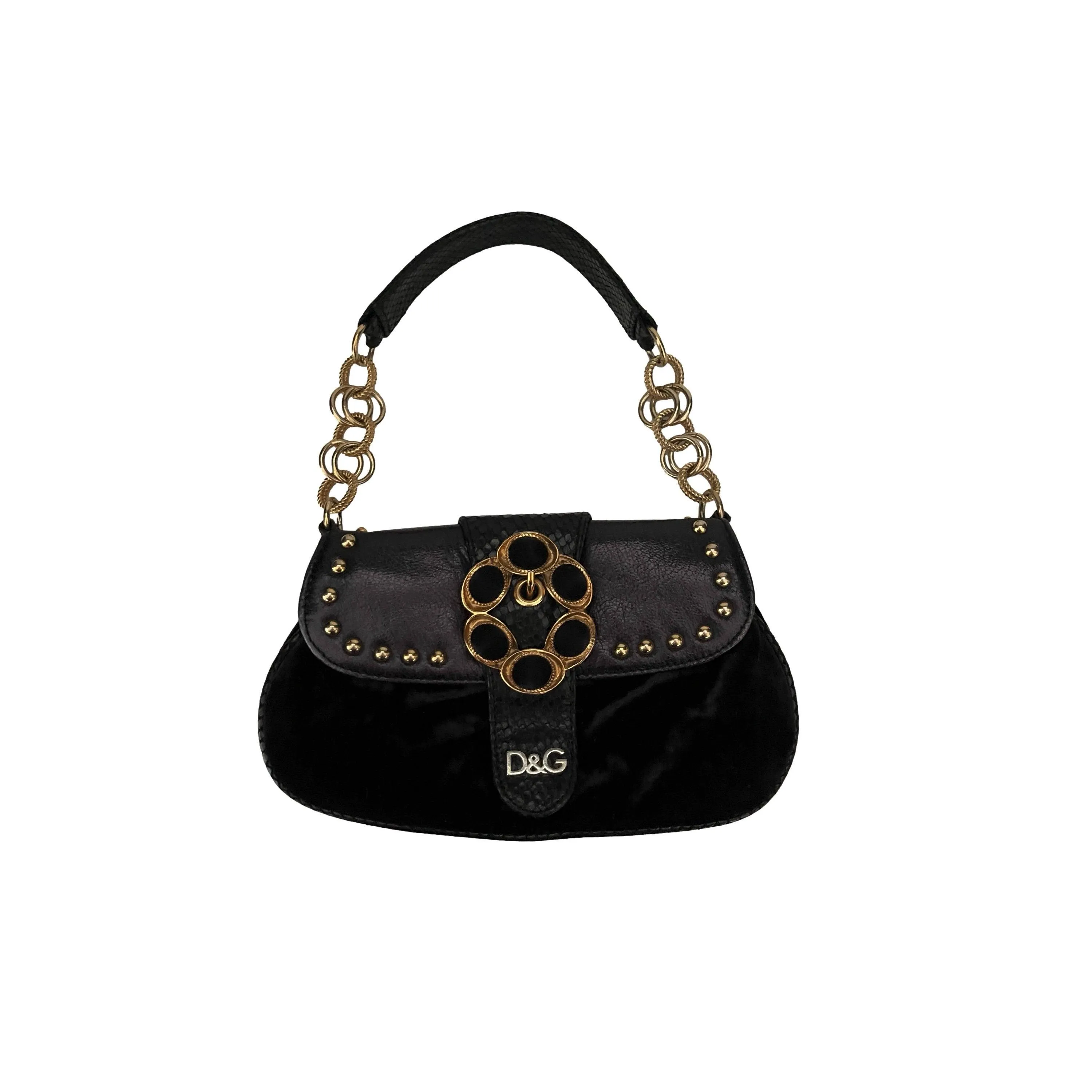 Dolce & Gabbana Black Suede Chain Mini Bag