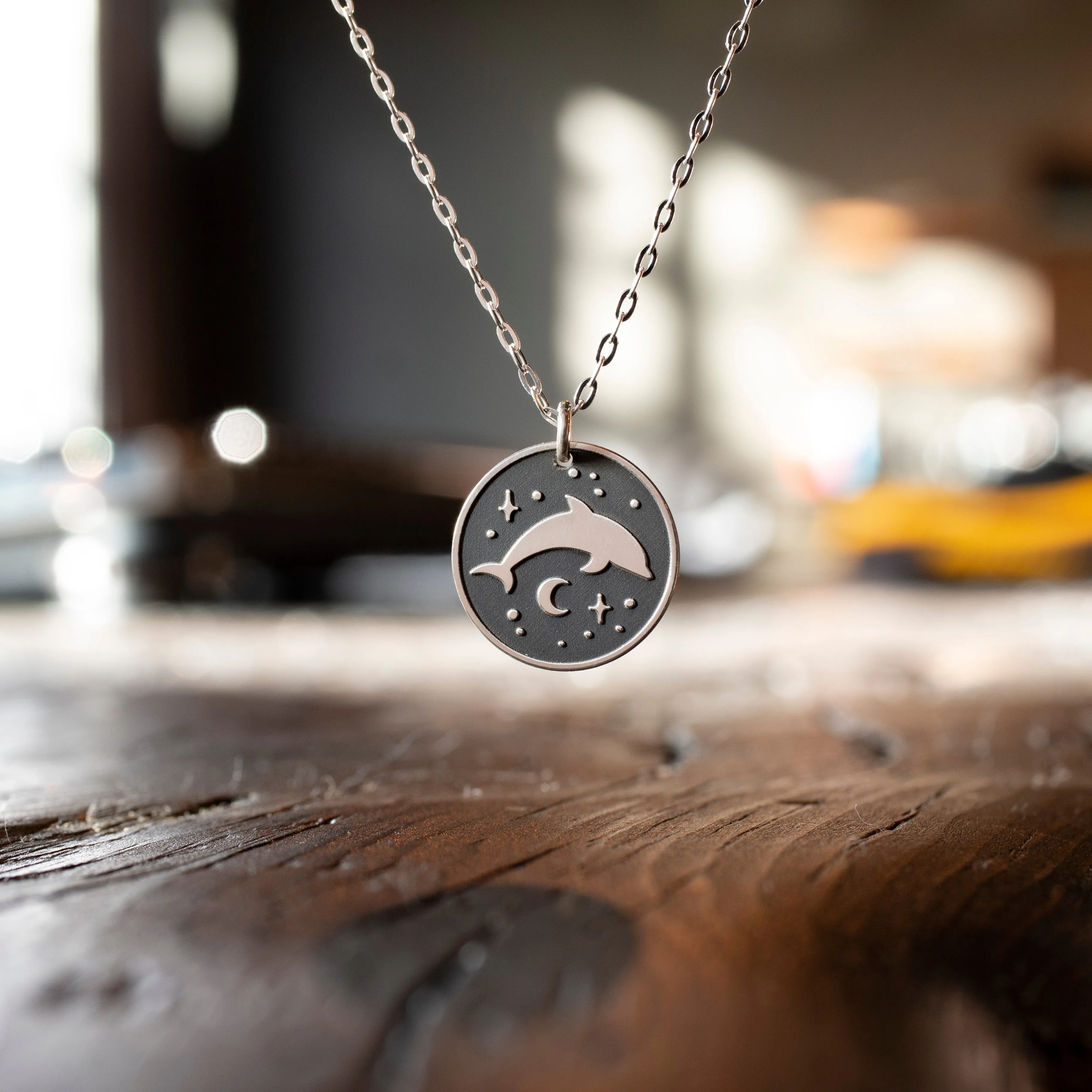 Dolphin Night Round Necklace
