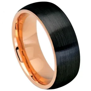Domed Rose Gold IP Plated & Black IP Plated Brushed Center - 8mm