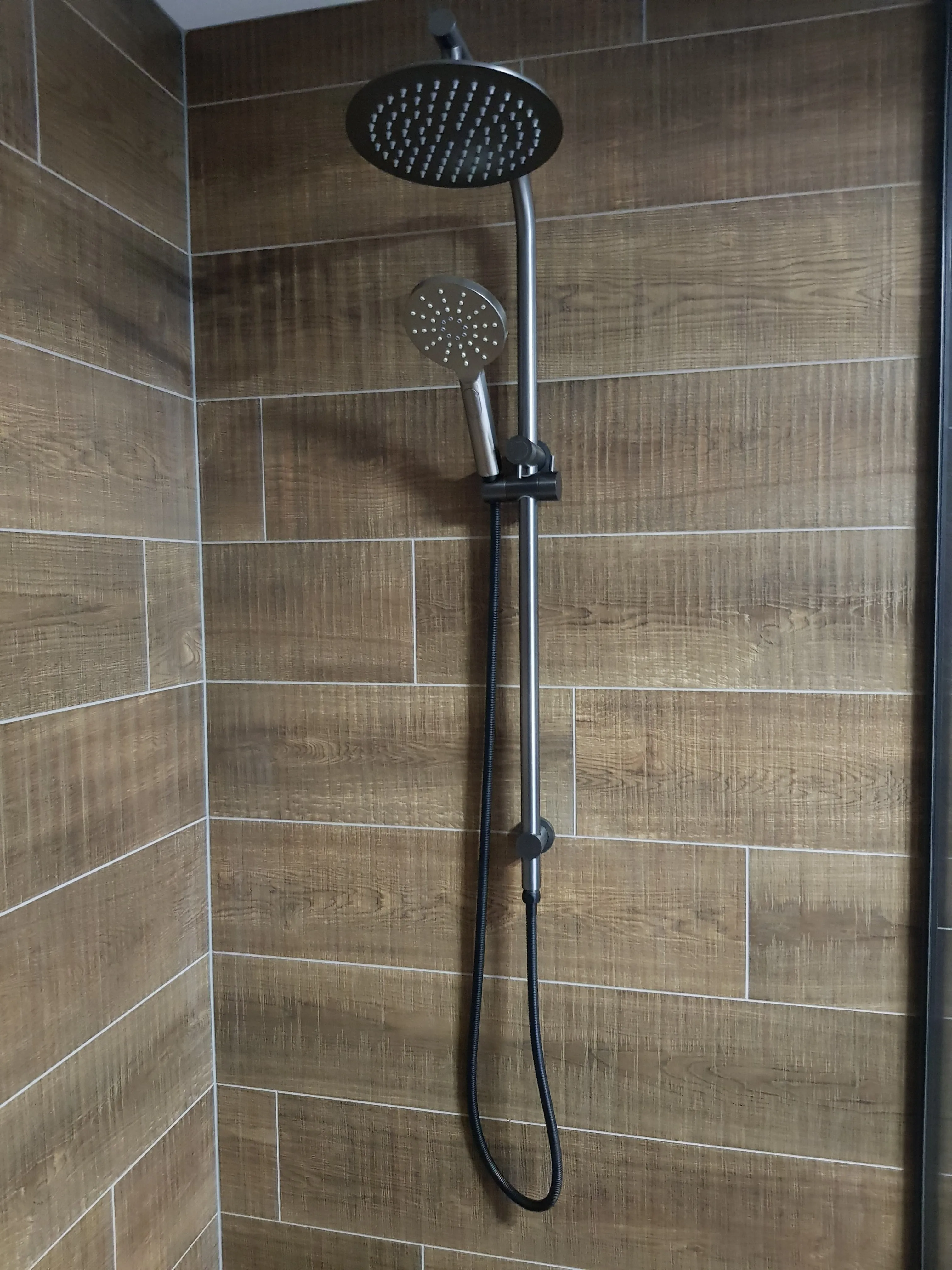 Double Circular Shower Column - Brushed Gunmetal - CLAS20