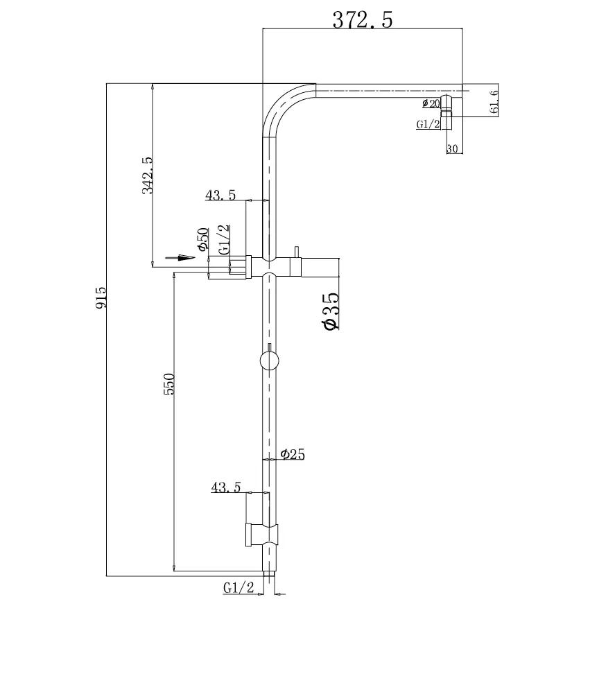 Double Circular Shower Column - Brushed Gunmetal - CLAS20