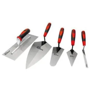 Draper Redline 69153 Trowel Set (5-Piece) Carbon Steel Blades Soft Grip Handles