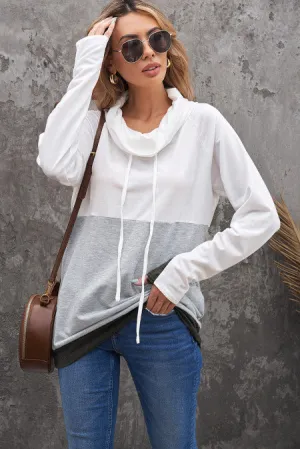 Dual Gray Colorblock Thumbhole Sleeved Sweatshirt