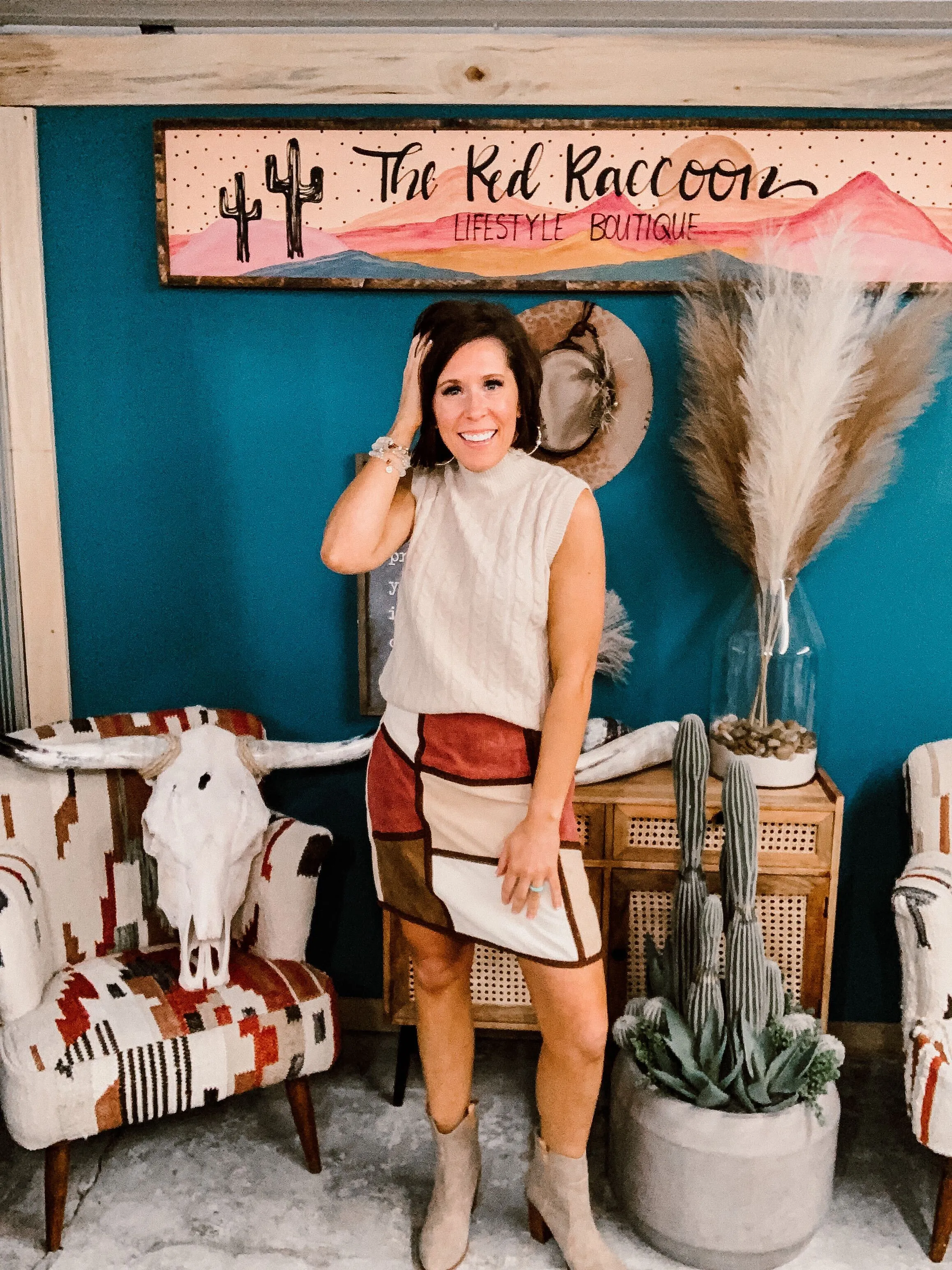 Dusty Pink Mix Colorblock Corduroy Skirt