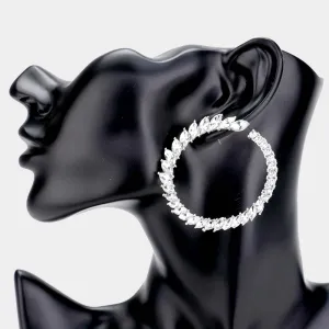 Elegant Clear Marquise Crystal Circle Pageant Earrings on Silver  | Prom Earrings | 478071