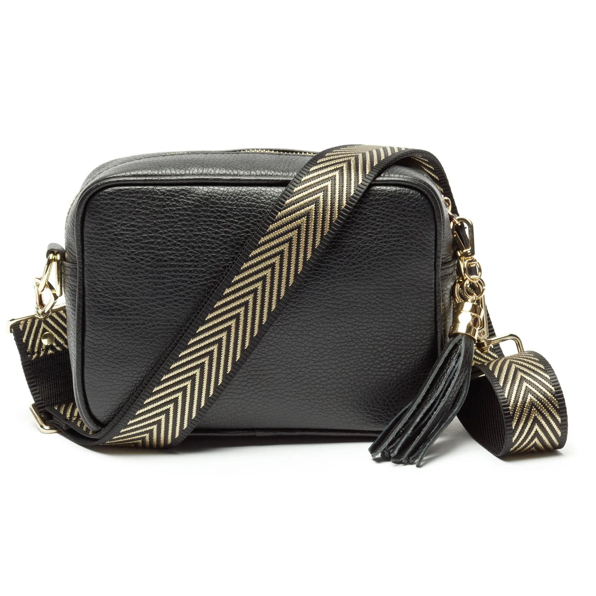 Elie Beaumont Crossbody Strap in Gold Chevron