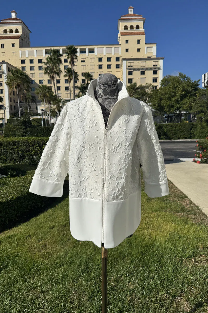 Emmelle High Neck Zip Jacket in Pearl