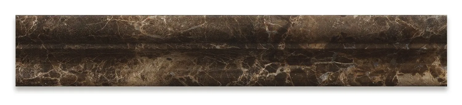 Emperador Dark Marble Polished 2 X 12 Crown Mercer Molding - Lot of 50 Pcs.