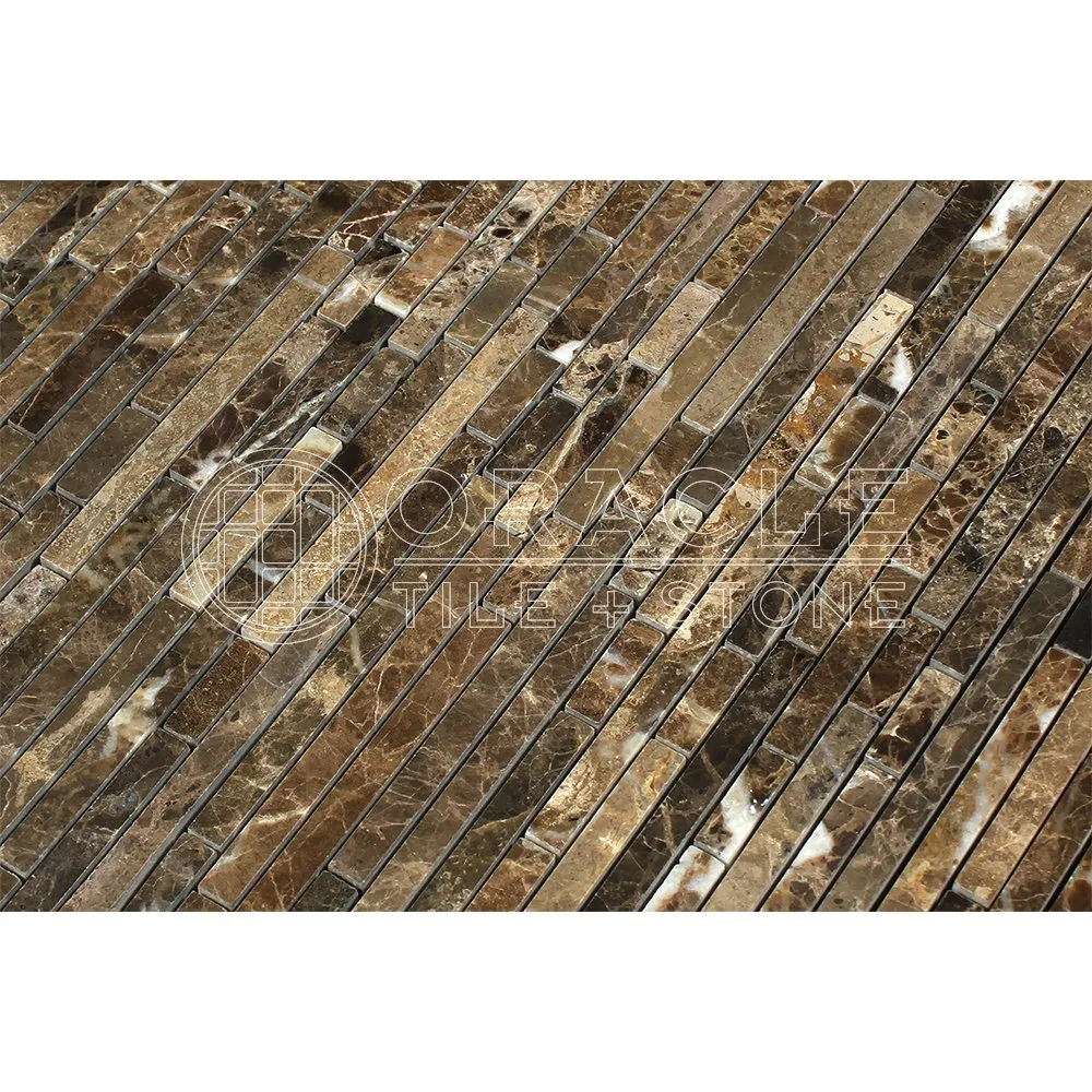 Emperador Dark Spanish Marble Bamboo Sticks (Single color) Mosaic Tile, Polished