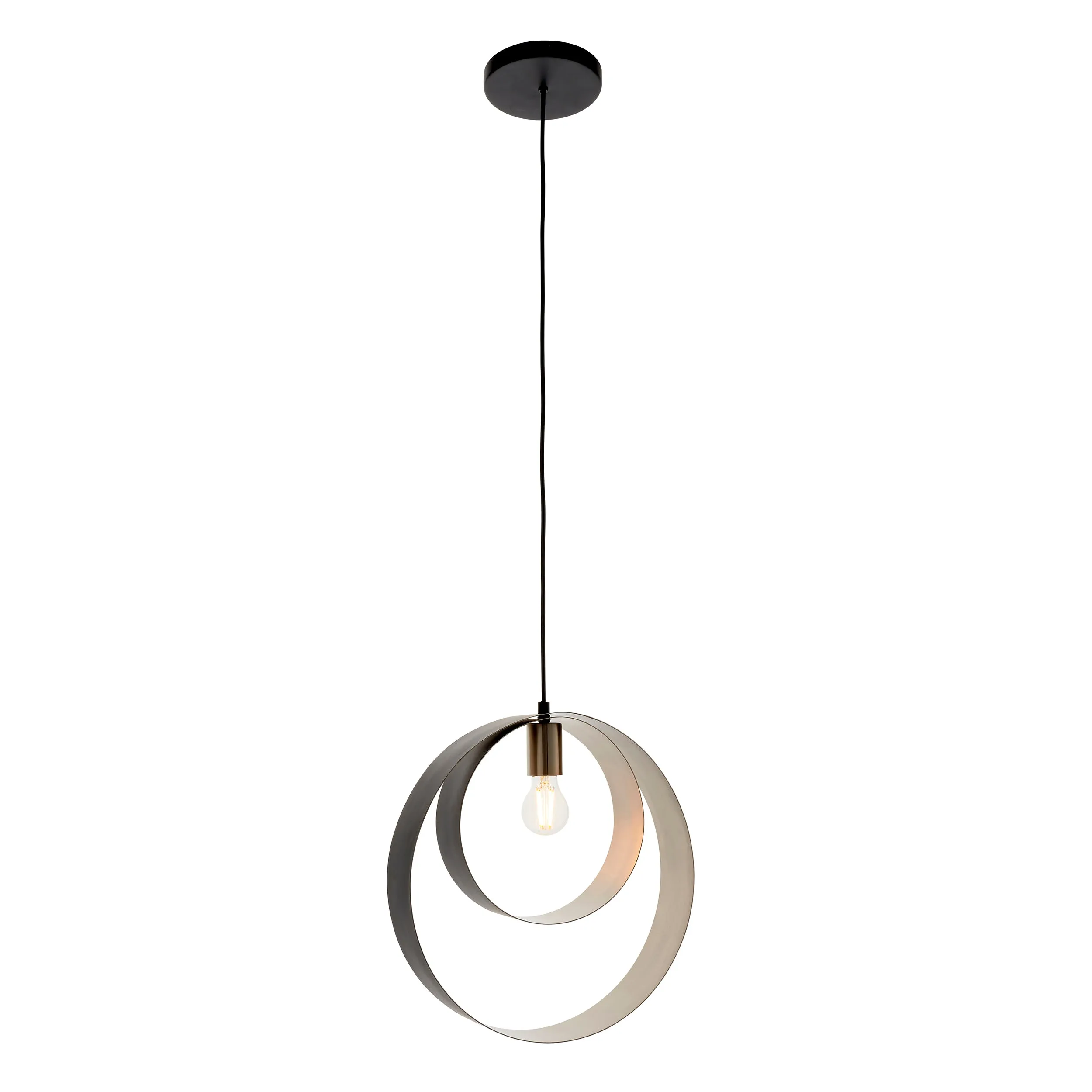 Endon 92880 Cal 1lt Pendant Brushed nickel plate & matt black 10W LED E27 (Required)