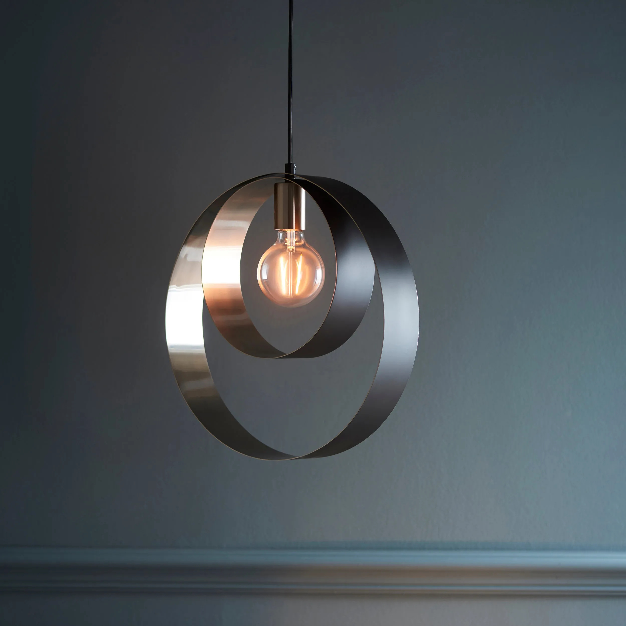 Endon 92880 Cal 1lt Pendant Brushed nickel plate & matt black 10W LED E27 (Required)