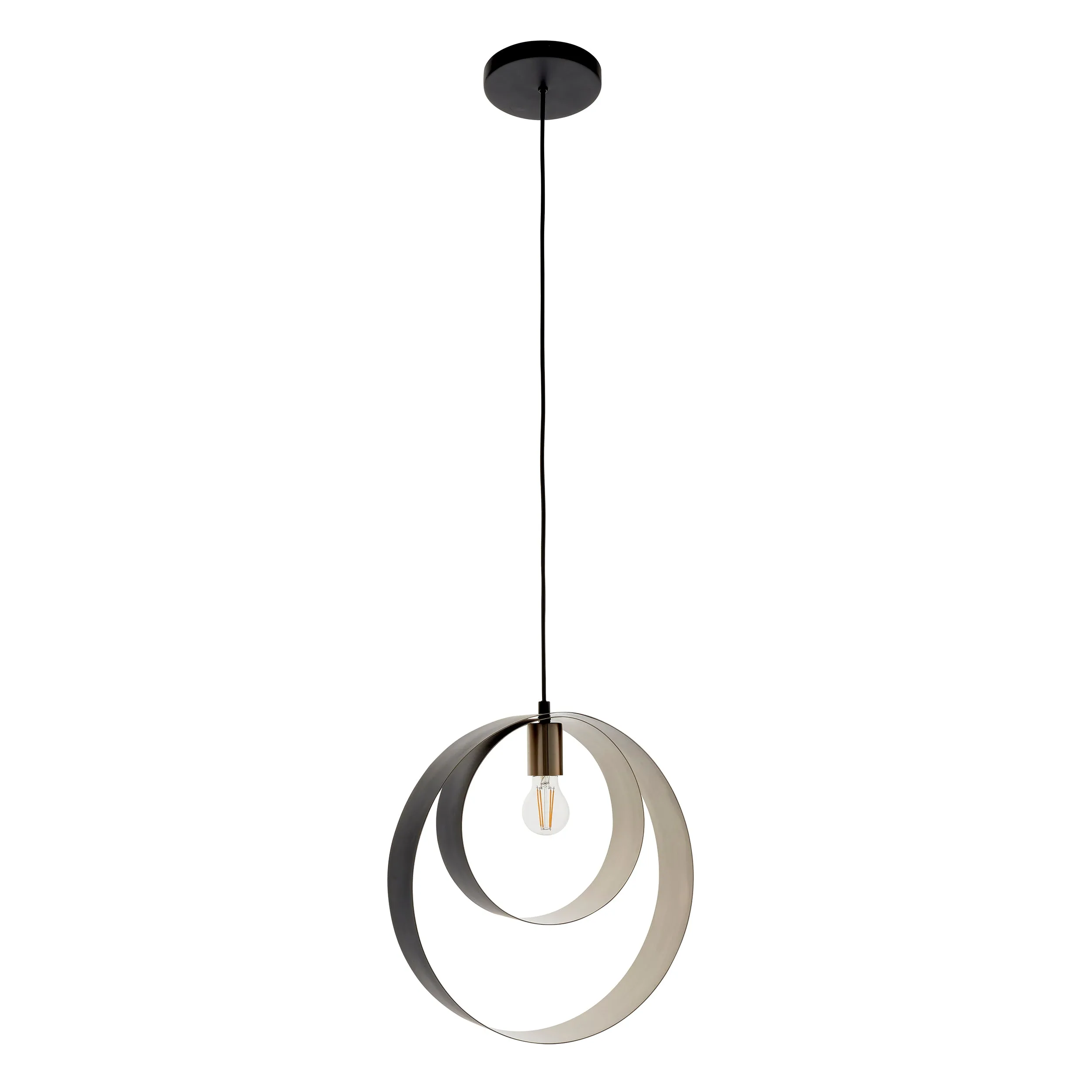 Endon 92880 Cal 1lt Pendant Brushed nickel plate & matt black 10W LED E27 (Required)