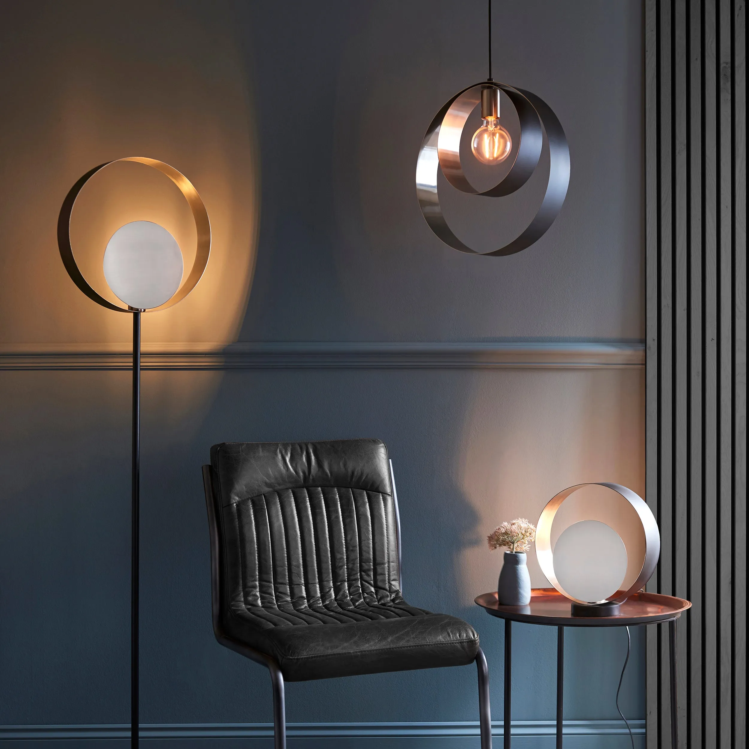 Endon 92880 Cal 1lt Pendant Brushed nickel plate & matt black 10W LED E27 (Required)