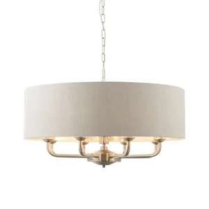 Endon 99152 Highclere 8lt Pendant Brushed chrome plate & natural linen 8 x 40W E14 candle (Required)