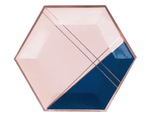 Erika : Pale Pink   Navy Colorblock Dinner Plates