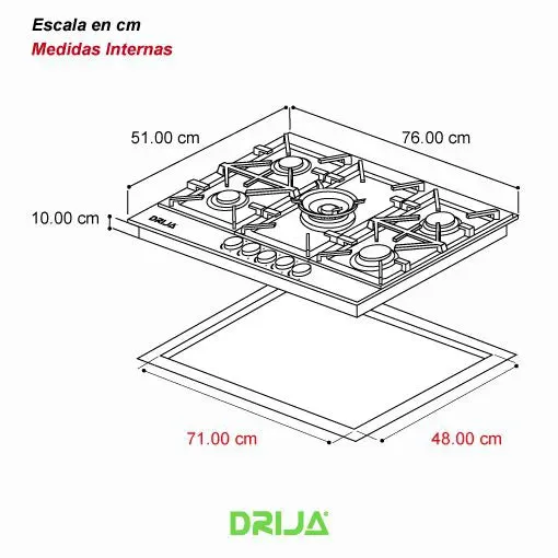 Estufa A Gas 5 Quemadores Toscana 76