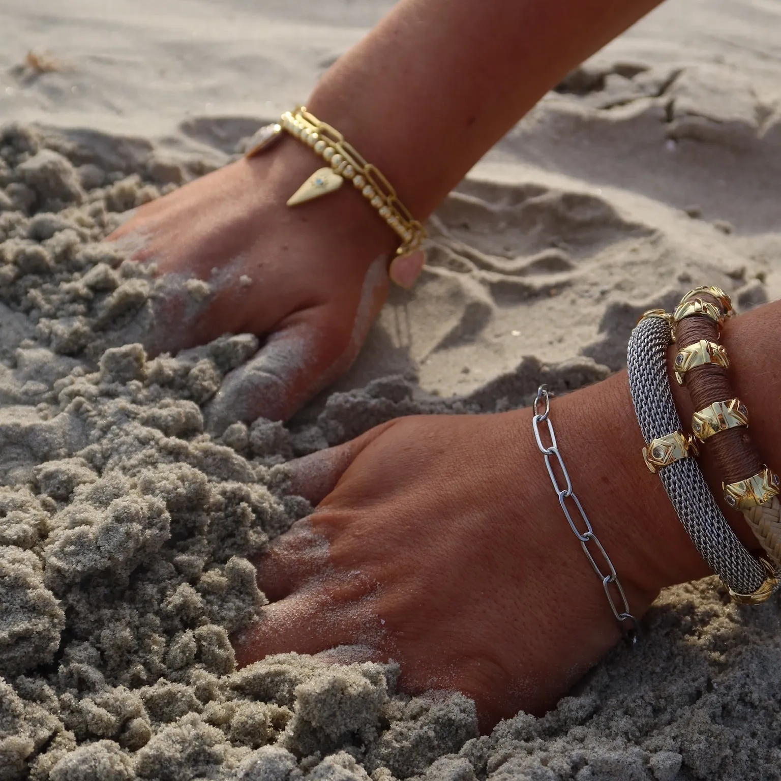 Evil Eye Colorblock Bracelet Tan
