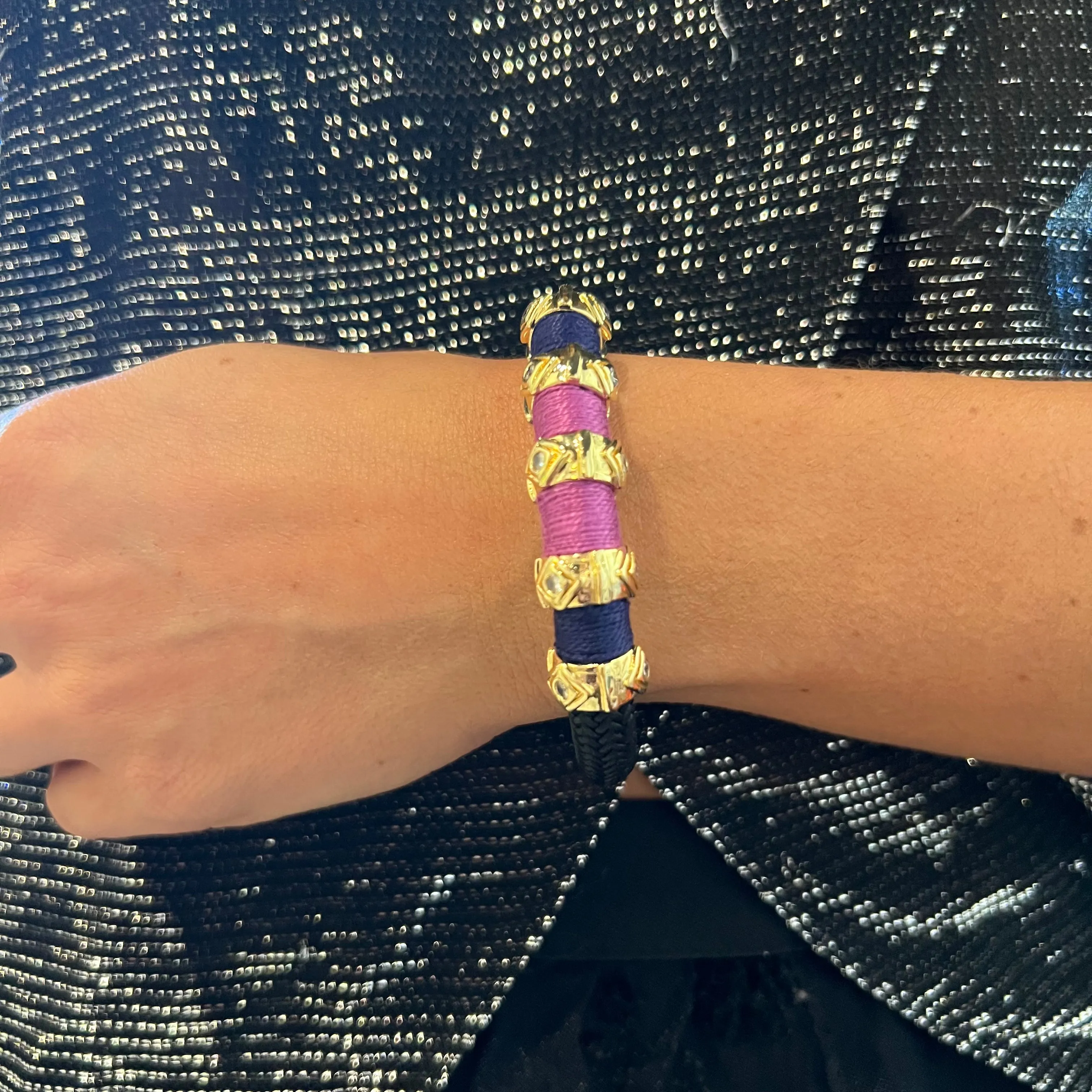 Evil Eye Colorblock Bracelet Violet and Navy