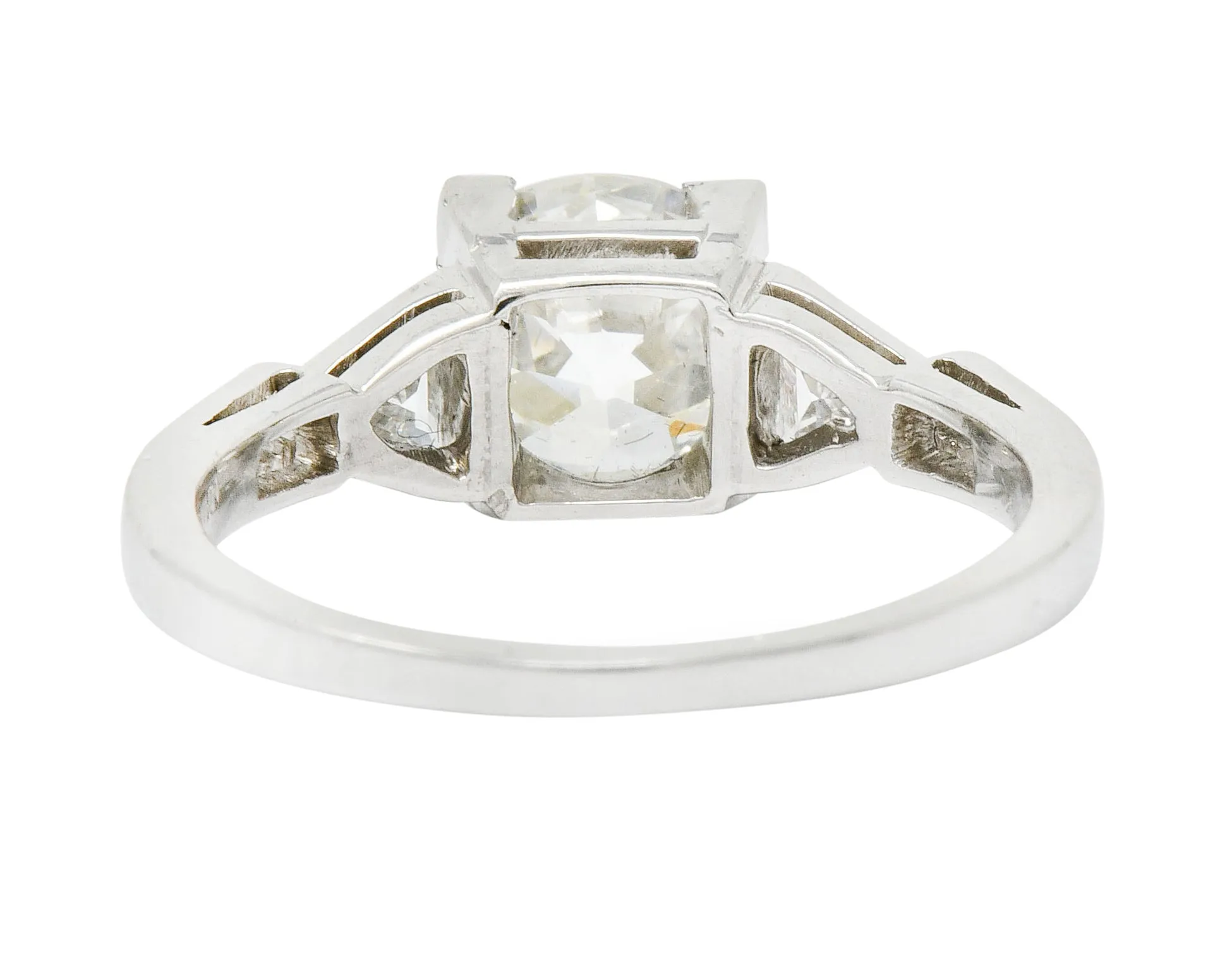 Exquisite Retro 2.08 CTW Diamond Platinum Trillion Engagement Ring GIA