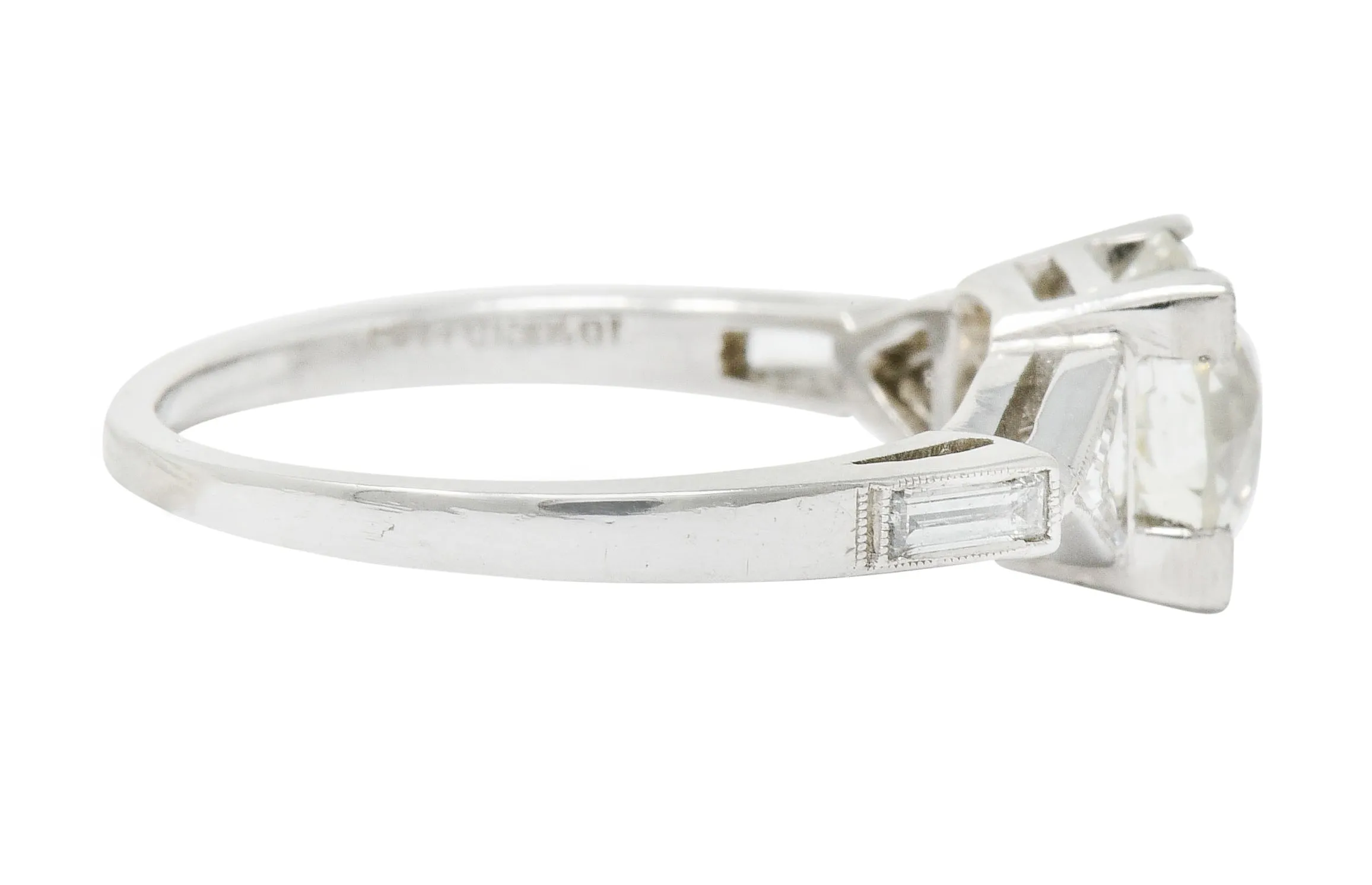 Exquisite Retro 2.08 CTW Diamond Platinum Trillion Engagement Ring GIA