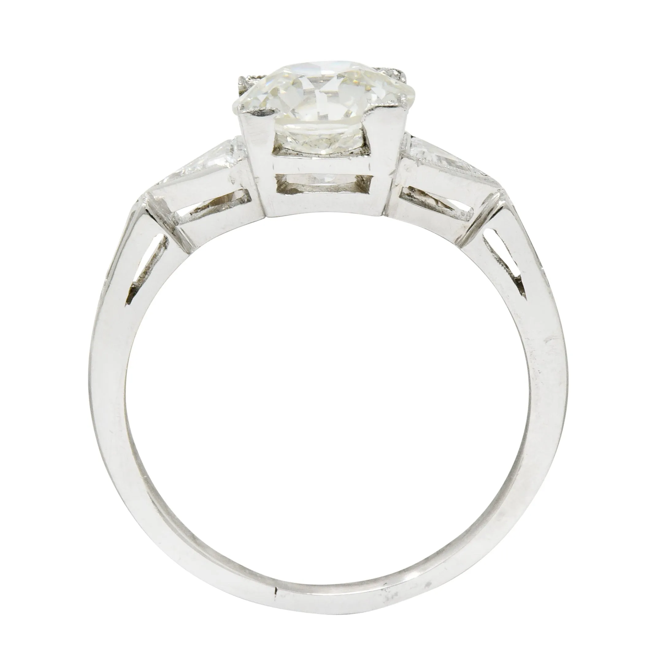 Exquisite Retro 2.08 CTW Diamond Platinum Trillion Engagement Ring GIA