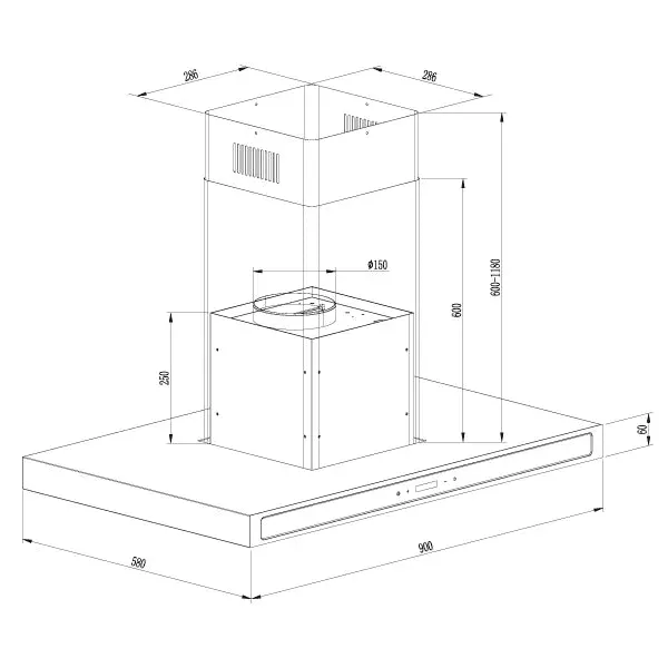 Extractor De Grasa Tipo Chimenea Quadrato 90 Isla