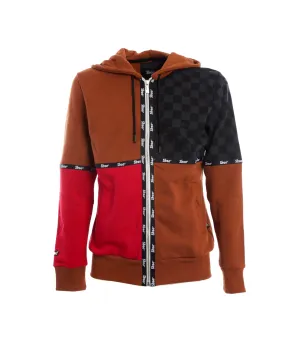 Felpa Cappuccio   Zip Colorblock Fet. Logo - Biscuit