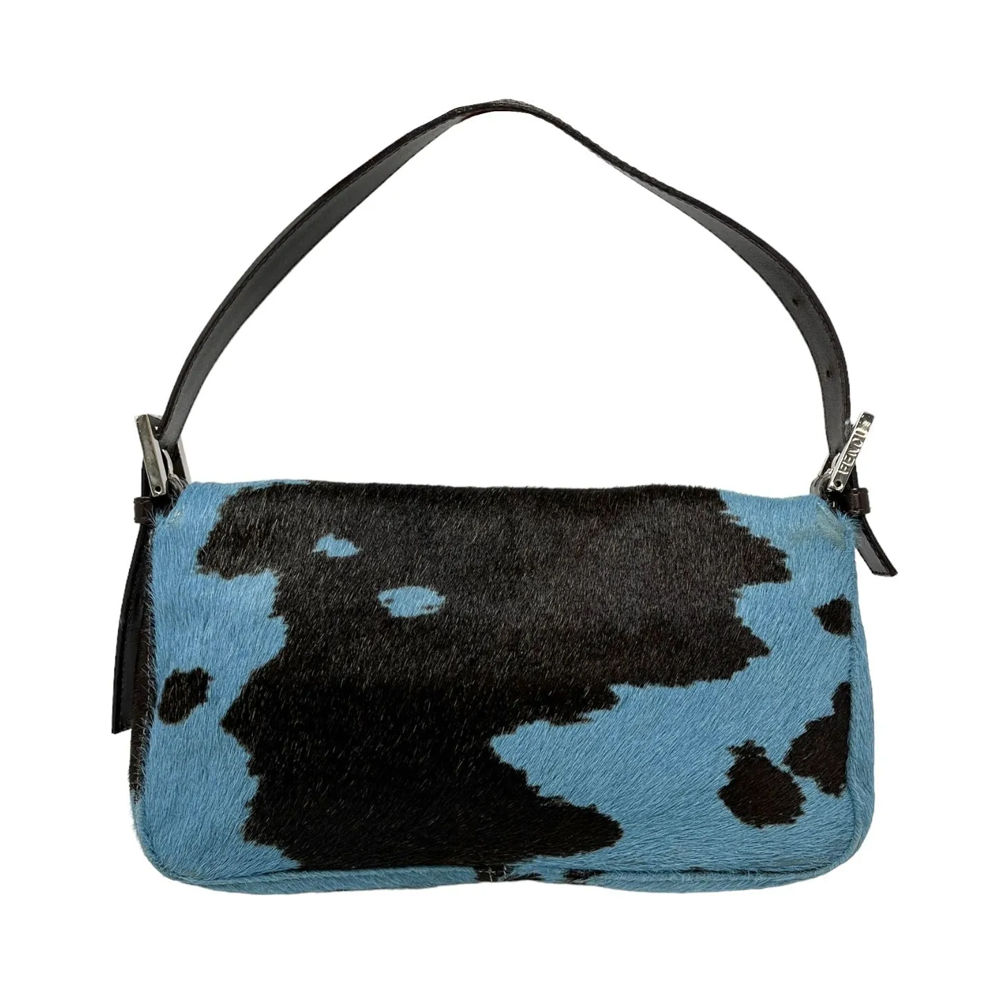 Fendi Blue Cow Print Baguette