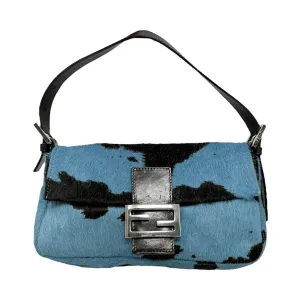 Fendi Blue Cow Print Baguette