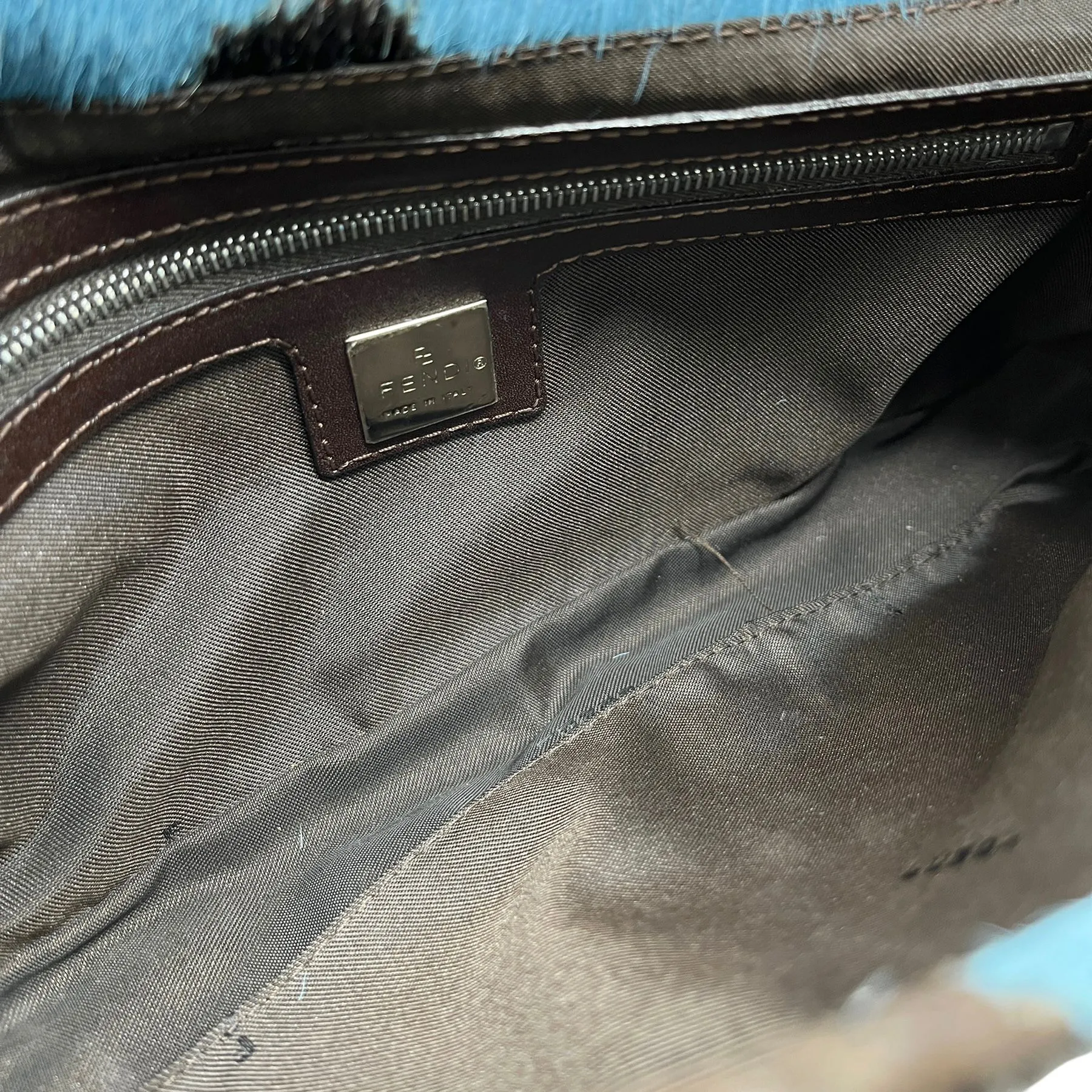 Fendi Blue Cow Print Baguette