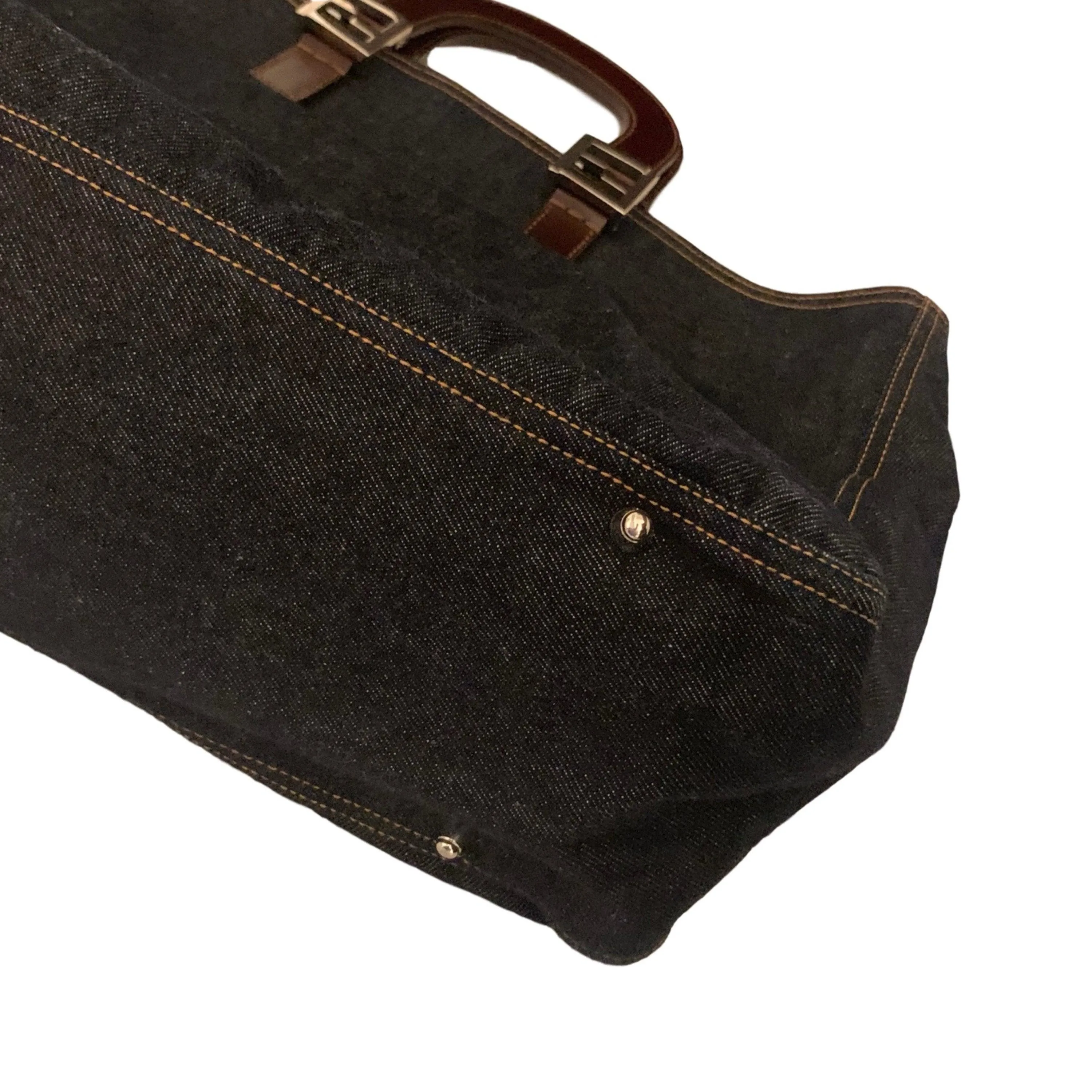 Fendi Denim Logo Large Top Handle Bag