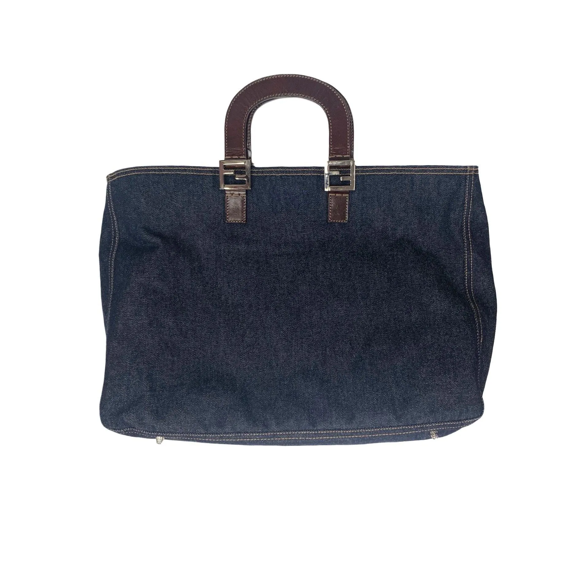 Fendi Denim Logo Large Top Handle Bag