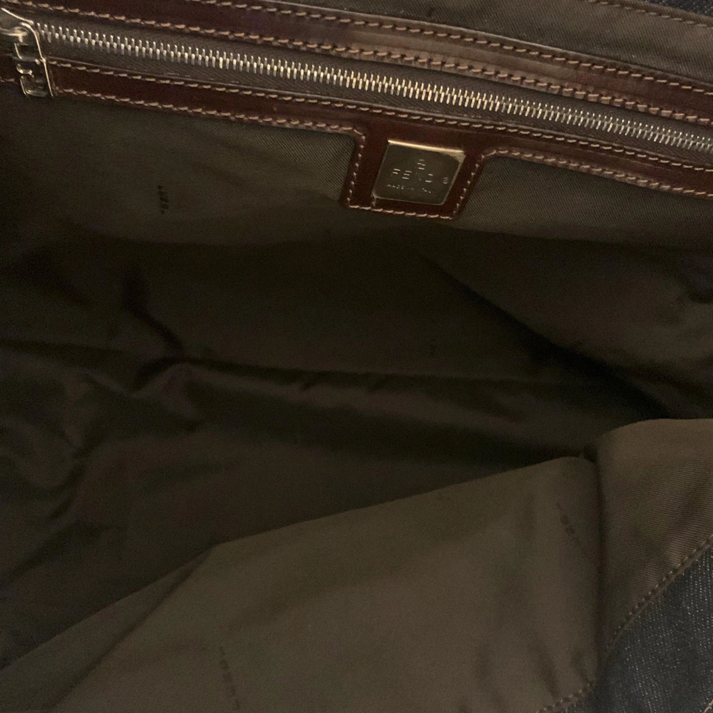 Fendi Denim Logo Large Top Handle Bag