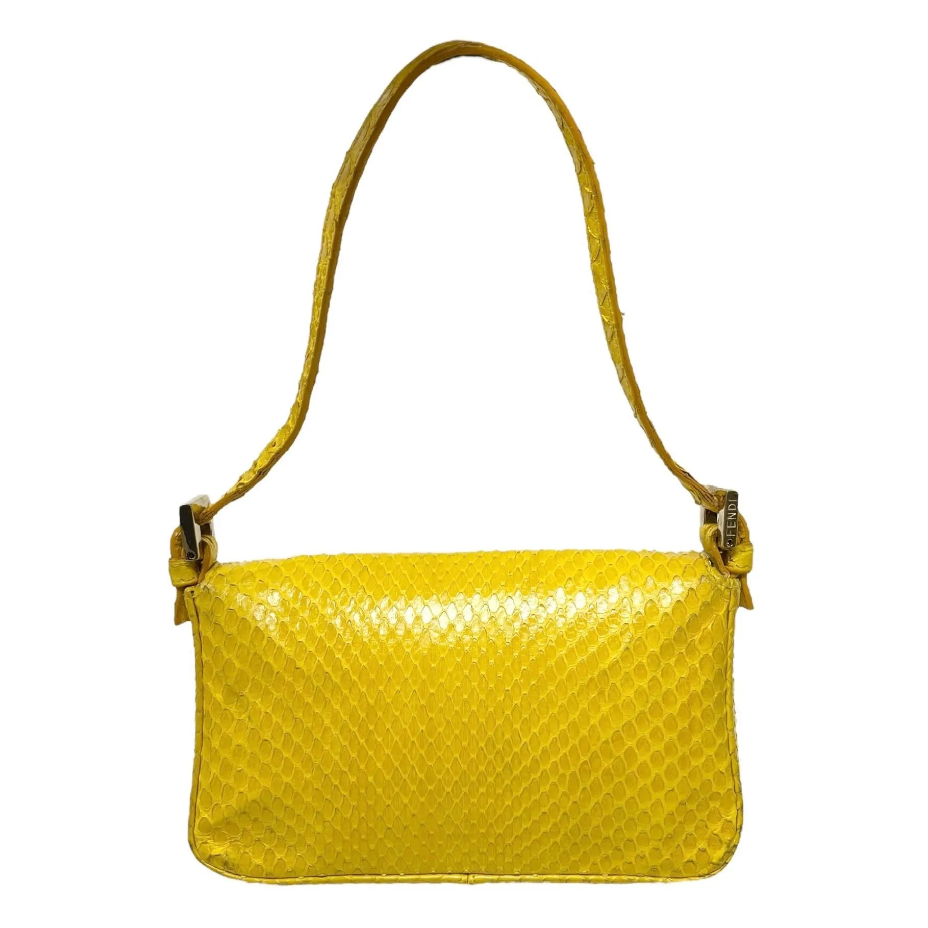 Fendi Yellow Mini Snakeskin Baguette Bag