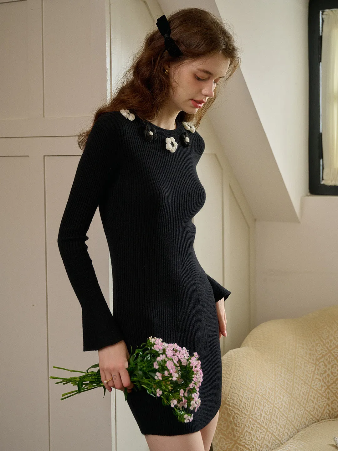 【Final Sale】Sierra 3D Floral Knit Dress