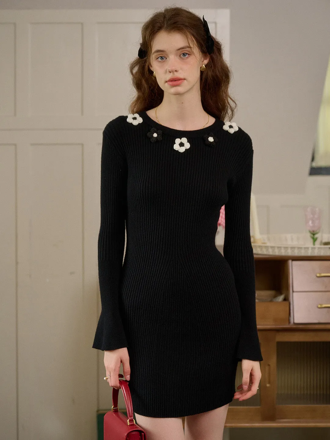 【Final Sale】Sierra 3D Floral Knit Dress